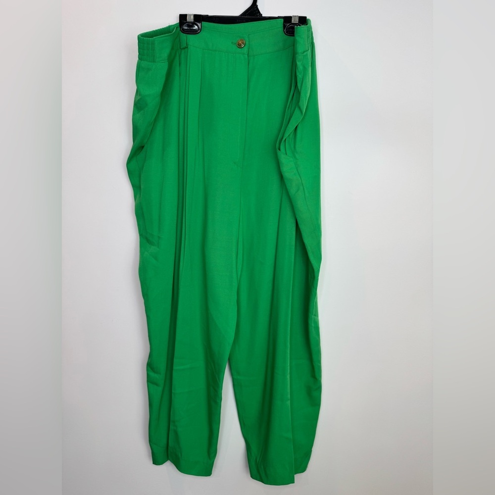 Vintage pleats kelly Green cropped Pants size 42 - Picture 2 of 12